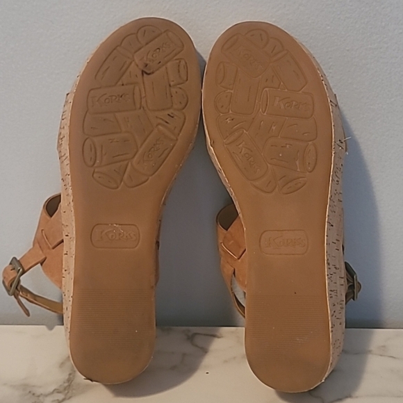 Kork-Ease Austin Tan Leather Platform Wedge Sandals Wmn's 10 Comfy Casual Summer - Picture 9 of 12